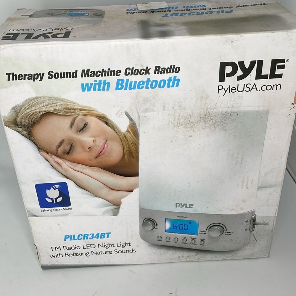 Pyle Therapy Sound machine clock radio with Bluetooth LED Nature NWT